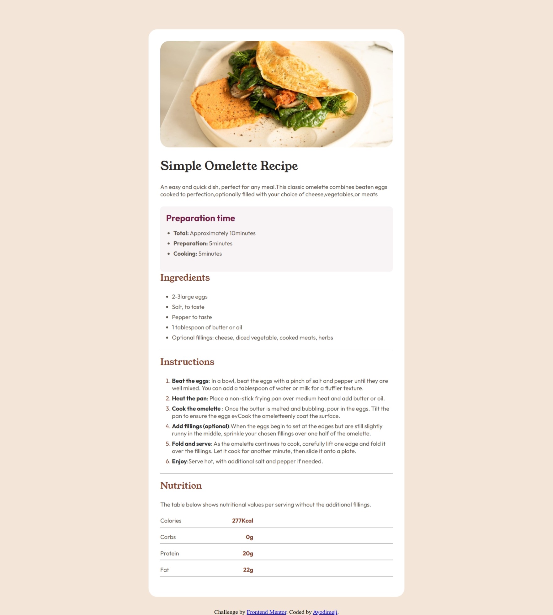 Omelette Recipe Project